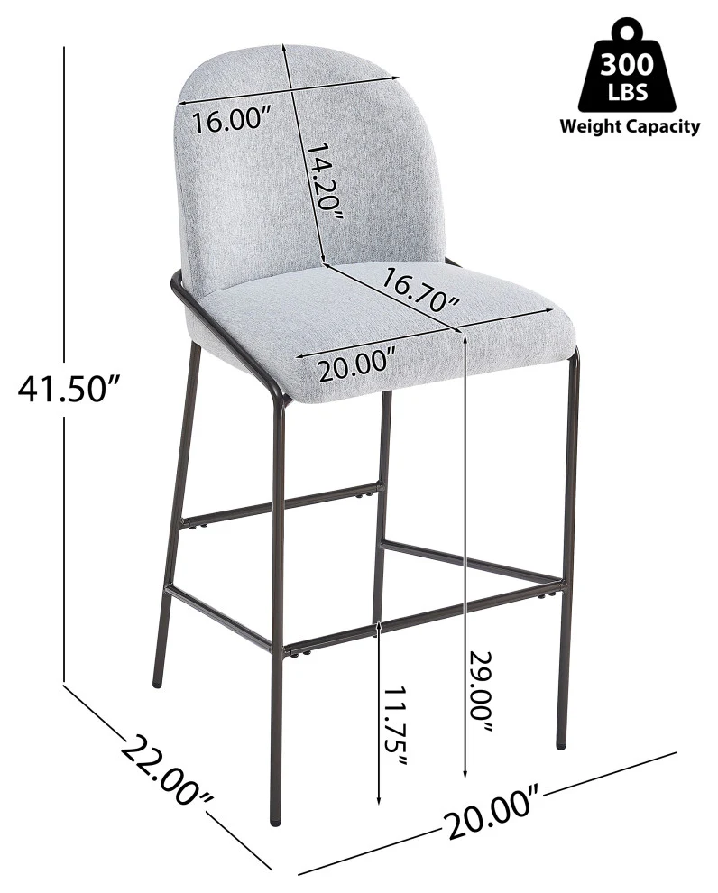 GDF Studio Beck Metal Upholstered Barstools, 29" Seat Height, Antique Brown Finish Frame, Gray Fabric, Set of 2 - Image 4