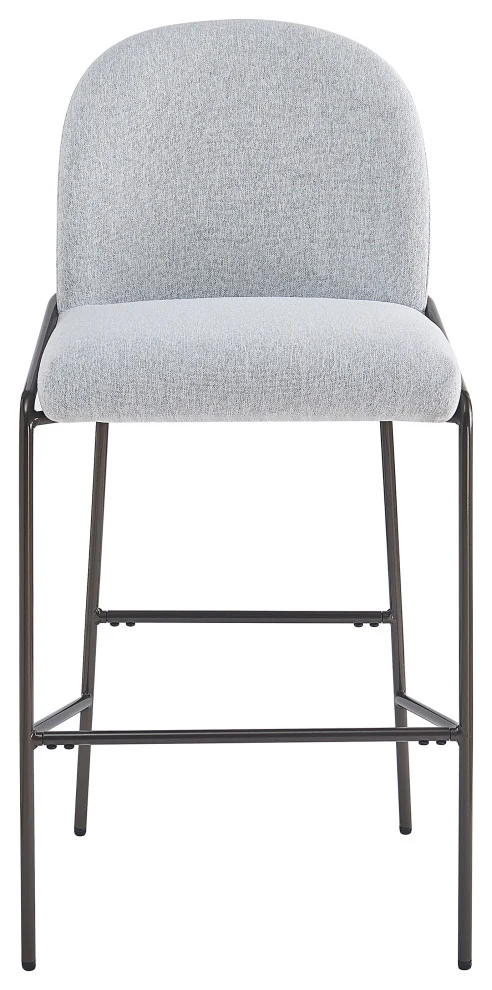 GDF Studio Beck Metal Upholstered Barstools, 29" Seat Height, Antique Brown Finish Frame, Gray Fabric, Set of 2 - Image 5