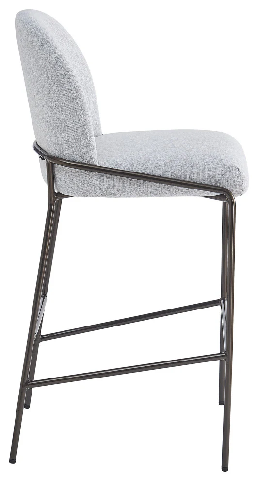 GDF Studio Beck Metal Upholstered Barstools, 29" Seat Height, Antique Brown Finish Frame, Gray Fabric, Set of 2 - Image 6