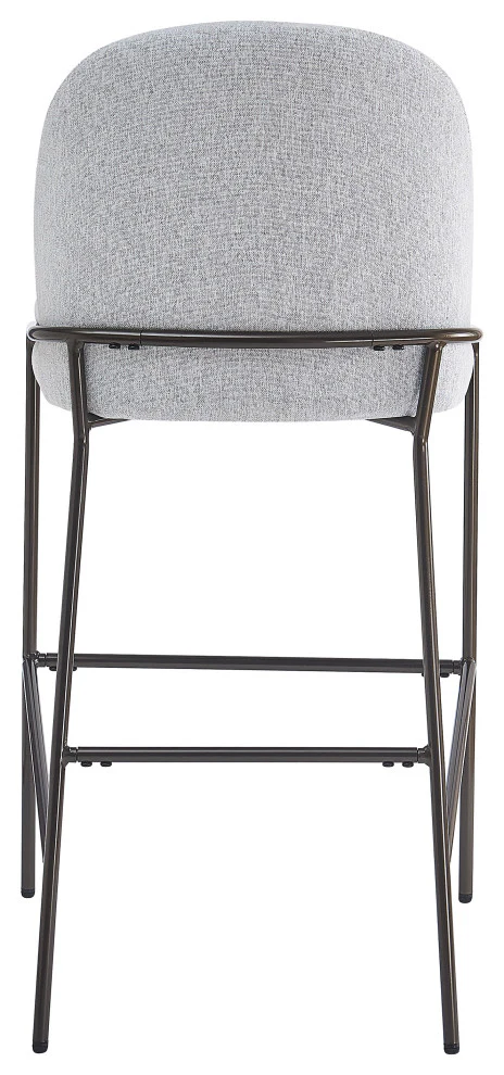 GDF Studio Beck Metal Upholstered Barstools, 29" Seat Height, Antique Brown Finish Frame, Gray Fabric, Set of 2 - Image 7