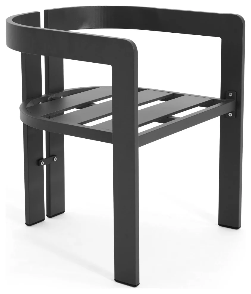 GDF Studio Outdoor Aluminum Dining Chairs with Cushions, Set of 2, Black Finish, Gray Cushion - Image 7