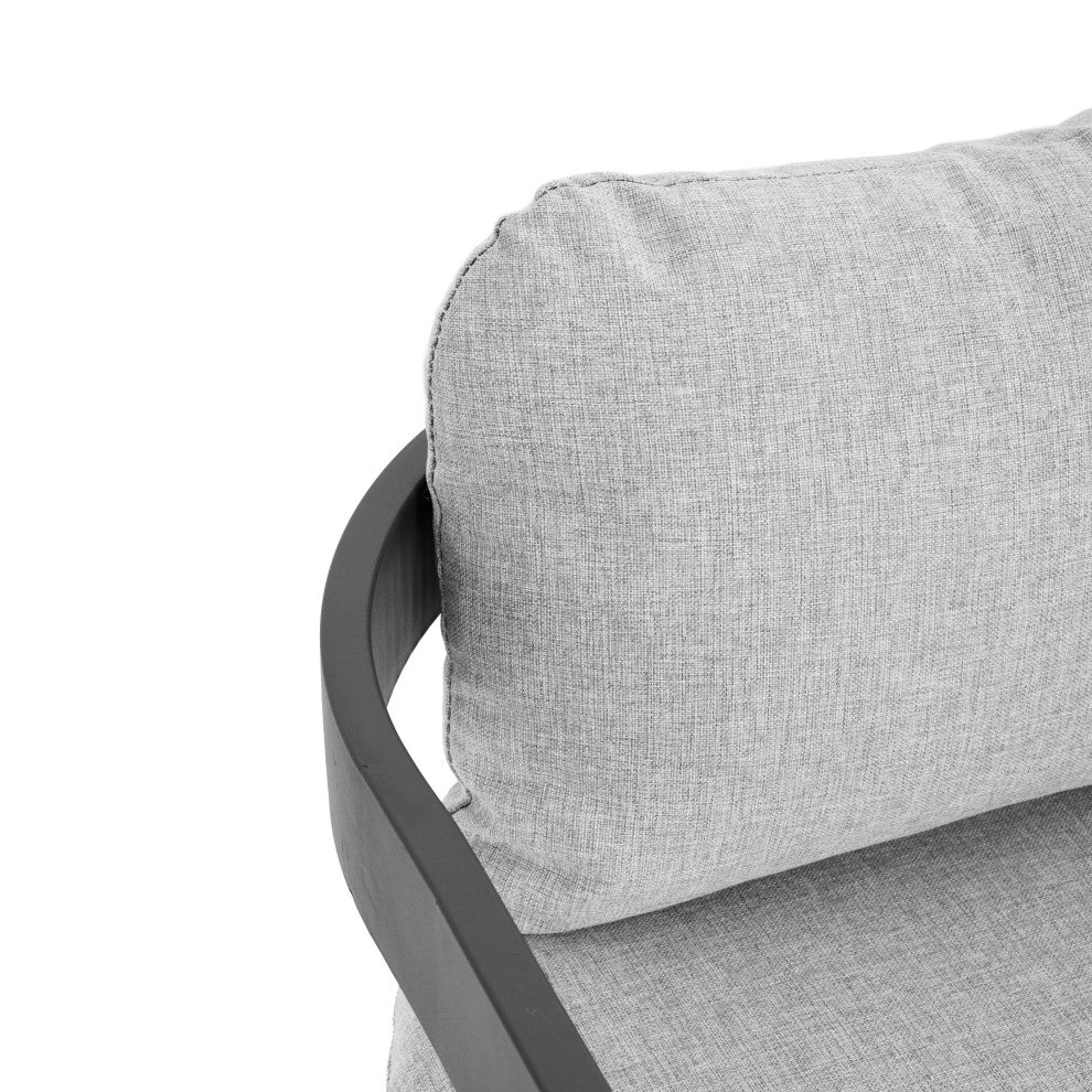 GDF Studio Outdoor Aluminum Dining Chairs with Cushions, Set of 2, Black Finish, Gray Cushion - Image 8