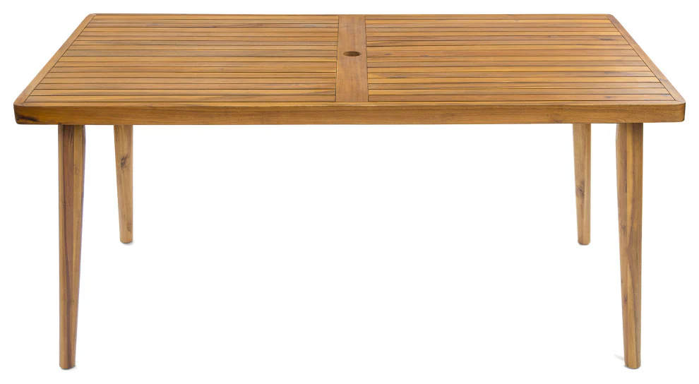 GDF Studio Pearl Outdoor Dining Set, Black + Gray + Teak, Set of 7 - Image 11