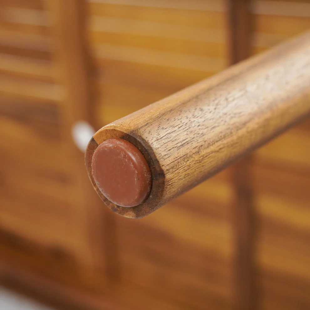 GDF Studio Pearl Outdoor Dining Set, Black + Gray + Teak, Set of 7 - Image 14