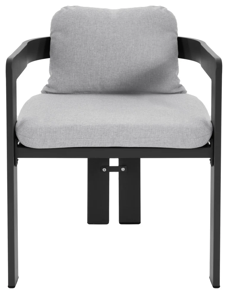 GDF Studio Pearl Outdoor Dining Set, Black + Gray + Teak, Set of 7 - Image 5