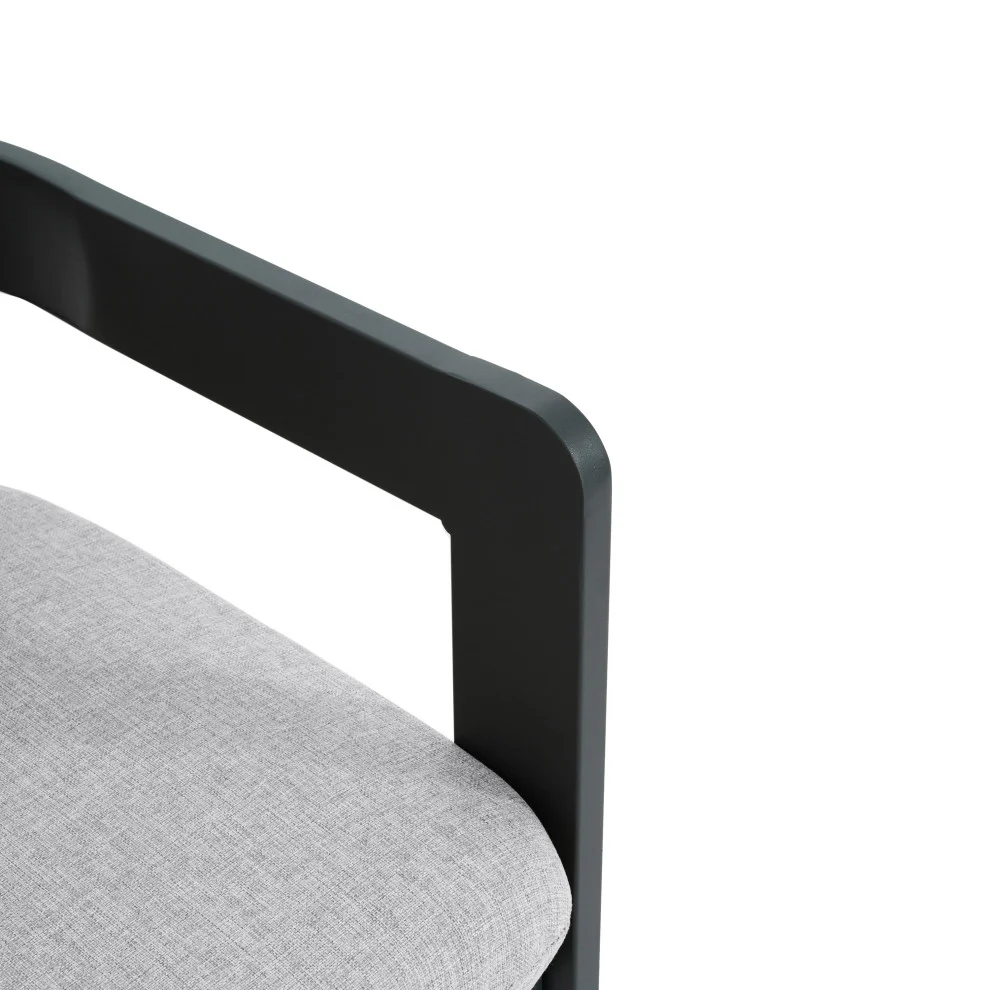 GDF Studio Pearl Outdoor Dining Set, Black + Gray + Teak, Set of 7 - Image 9