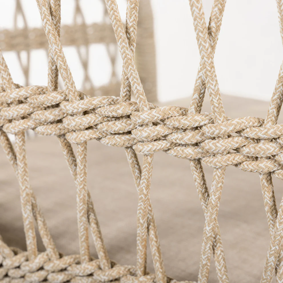 GDF Studio Savannah Outdoor Acacia Wood and Rope Barstool, 29" Seat Height, Teak Finished Wood, Beige Cushion, Set of 2 - Image 8