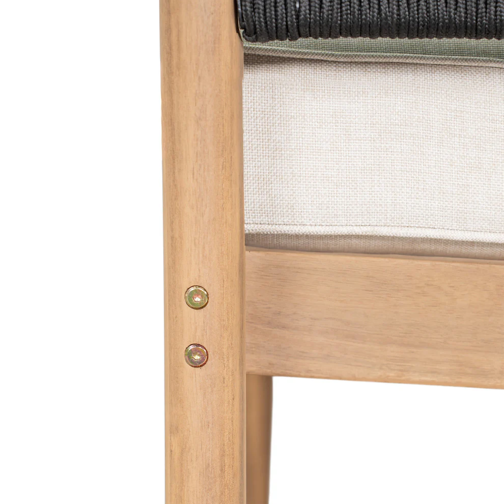 GDF Studio Werne Outdoor Acacia Wood Club Chair, Beige Cushion, Black Rope, Set of 2 - Image 10