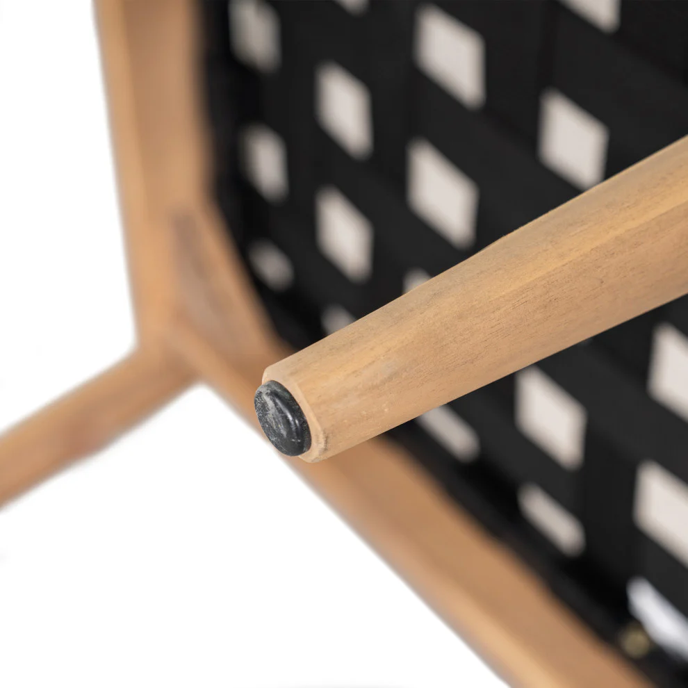 GDF Studio Werne Outdoor Acacia Wood Club Chair, Beige Cushion, Black Rope, Set of 2 - Image 13