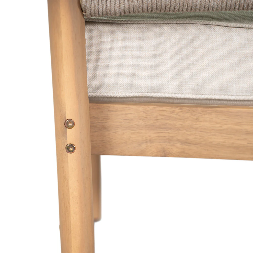 GDF Studio Werne Outdoor Acacia Wood Club Chair, Beige Cushion, Light Brown Rope, Set of 2 - Image 10