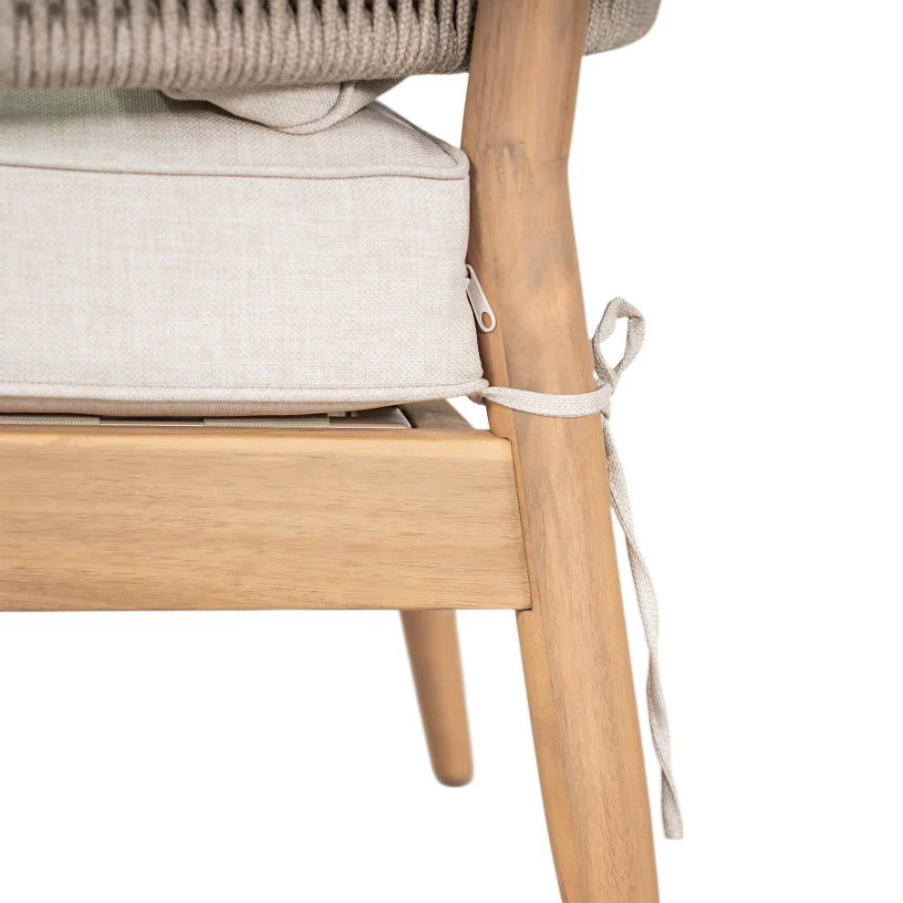 GDF Studio Werne Outdoor Acacia Wood Club Chair, Beige Cushion, Light Brown Rope, Set of 2 - Image 11
