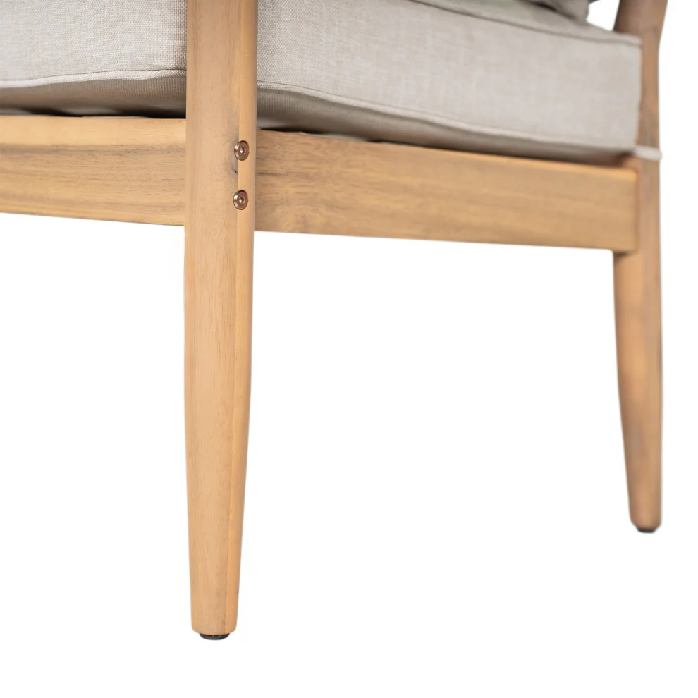 GDF Studio Werne Outdoor Acacia Wood Club Chair, Beige Cushion, Light Brown Rope, Set of 2 - Image 12