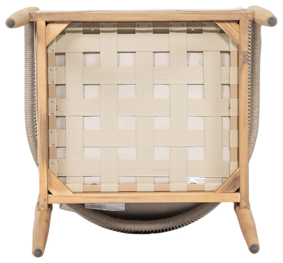 GDF Studio Werne Outdoor Acacia Wood Club Chair, Beige Cushion, Light Brown Rope, Set of 2 - Image 7
