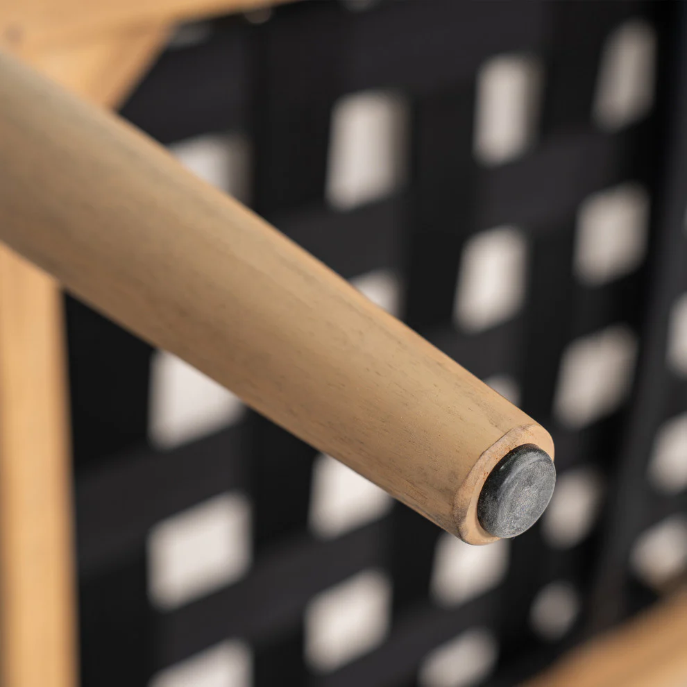 GDF Studio Werne Outdoor Acacia Wood Loveseat, Beige Cushion, Black Rope - Image 13