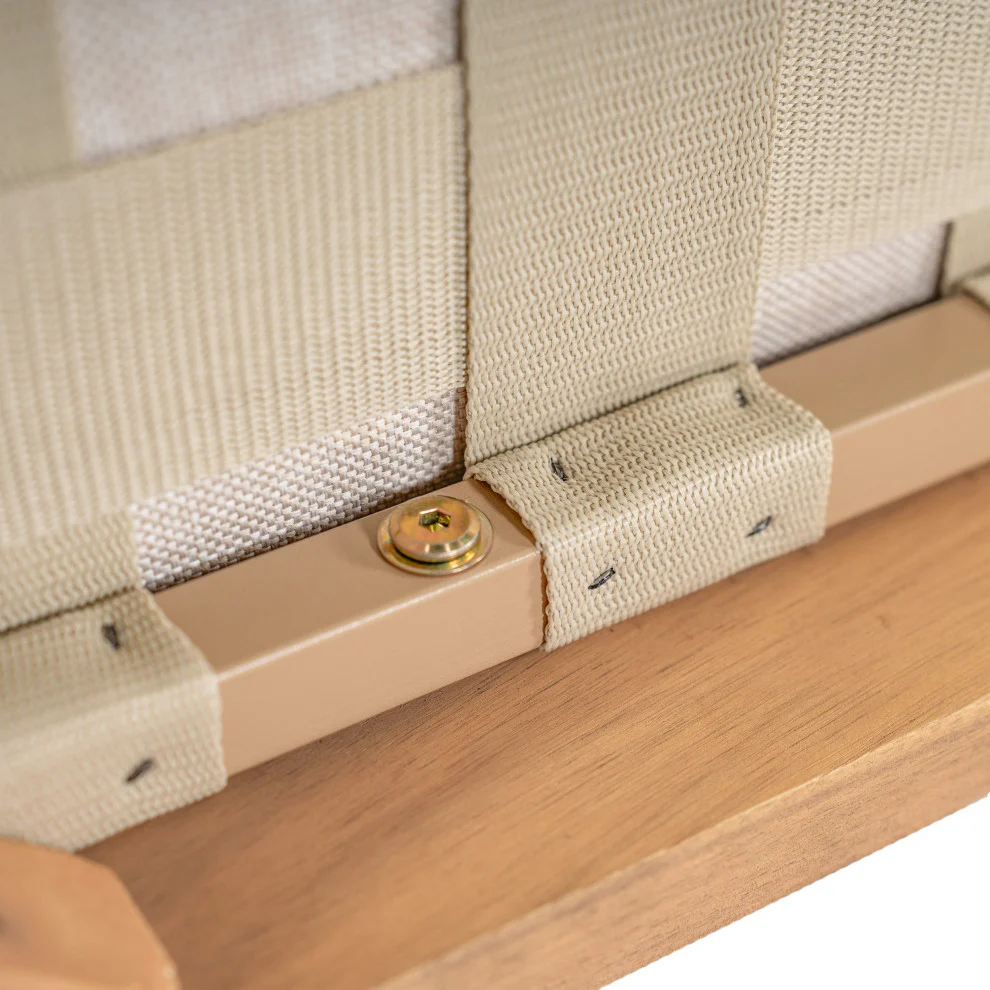 GDF Studio Werne Outdoor Acacia Wood Loveseat, Beige Cushion, Light Brown Rope - Image 11