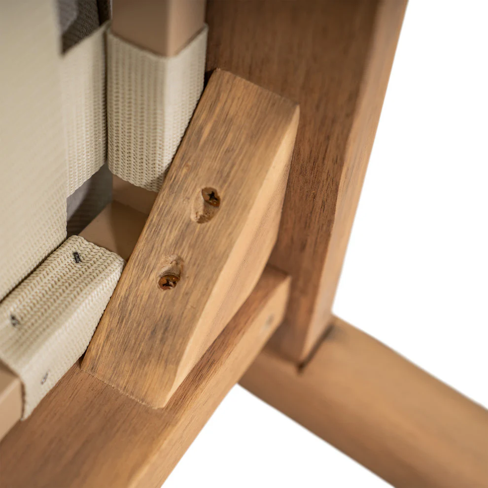 GDF Studio Werne Outdoor Acacia Wood Loveseat, Beige Cushion, Light Brown Rope - Image 13