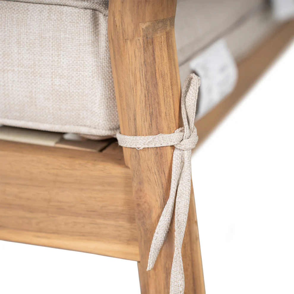 GDF Studio Werne Outdoor Wood Lounge Set, Light Brown Rope, Set of 4 - Image 14